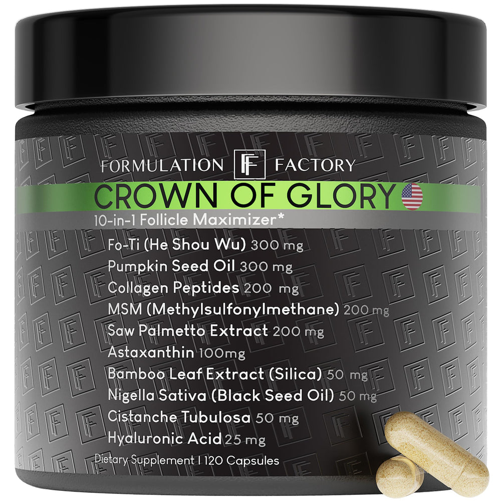 Formulation Factory Corona de la Gloria frasco de cápsulas para cabello más lleno