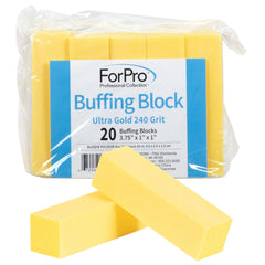 ForPro Ultra Gold bloque pulidor de uñas de 4 caras, grano 240 para acabado suave