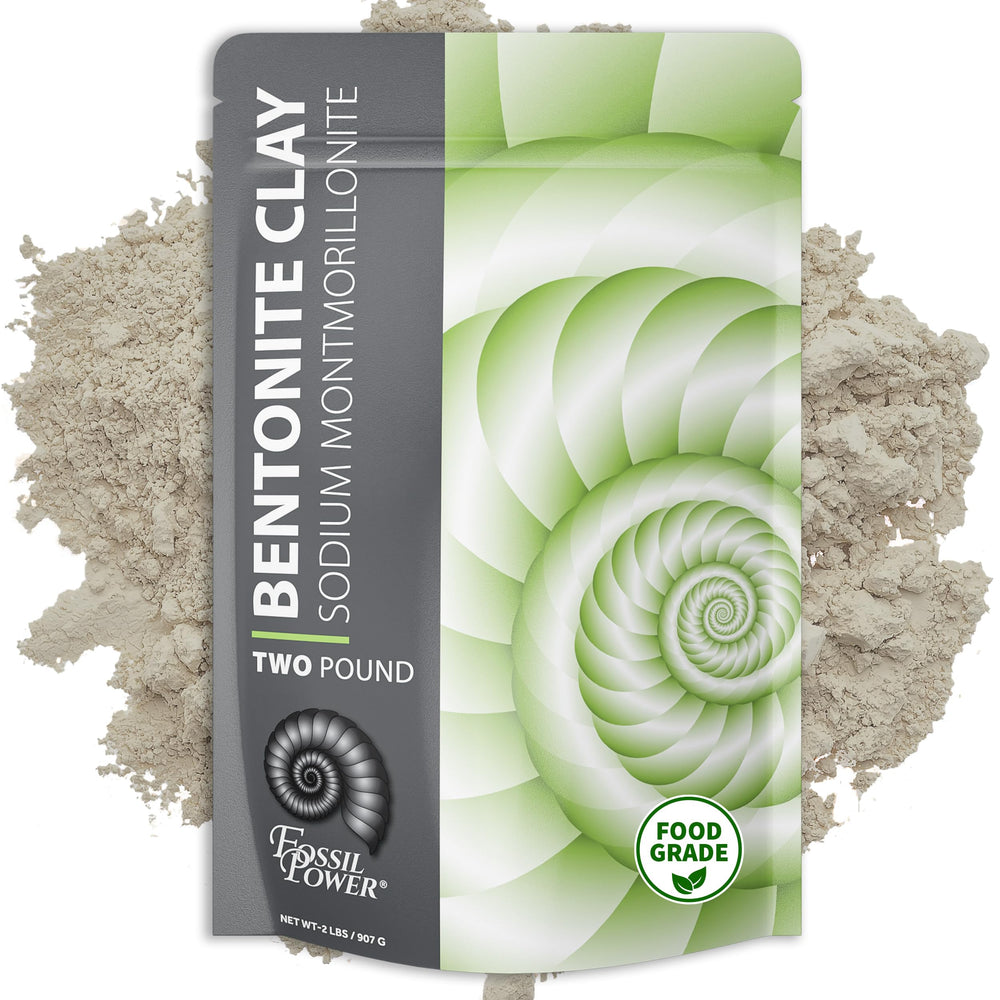 FOSSIL POWER polvo Bentonita, arcilla grado alimenticio para desintoxicación suave de la piel.