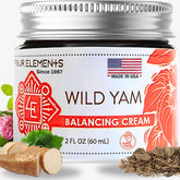 Four Elements 4E Wild Yam Balancing Cream tube showing natural ingredients for balance support.