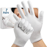Guantes FourSeas de algodón blancos, paquete de 7 pares para cuidado suave
