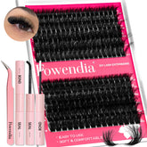 Pestañas clúster esponjosas Fowendia para un look natural y volumen suave.