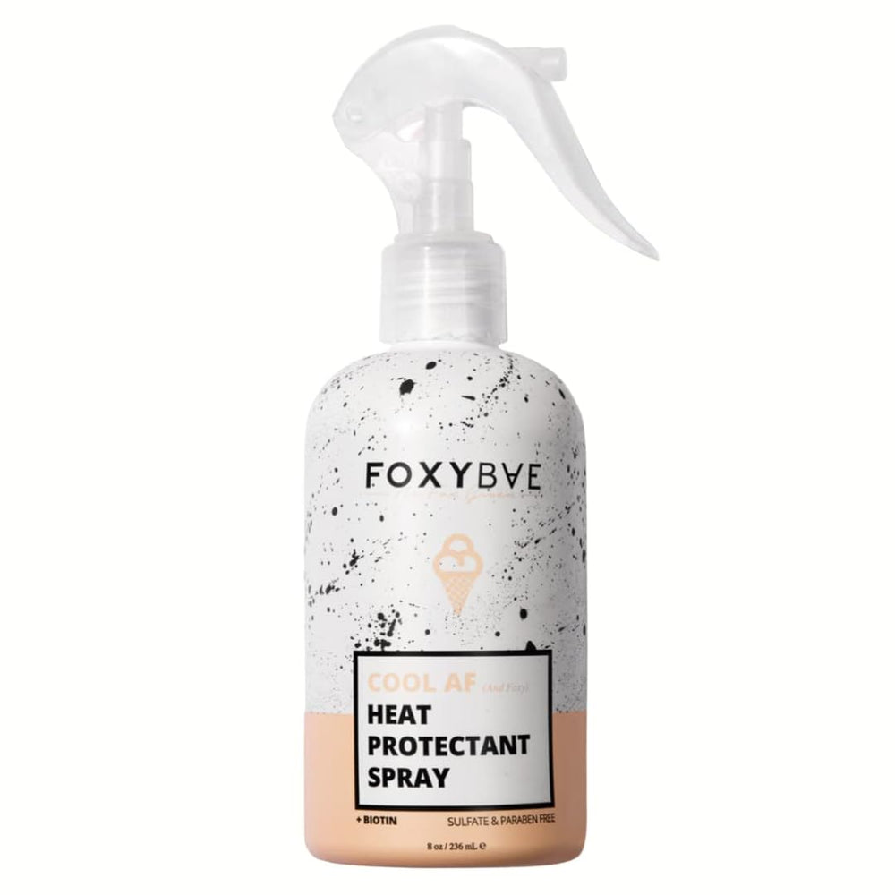 FoxyBae protector calor botella: protege el cabello del calor y mantiene la hidratación.