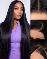 Foypot 30 inch straight wig in Brazilian virgin hair for smooth, long-lasting styling.