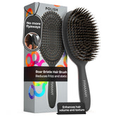 Brosse FRAMAR en poils de sanglier, glisse douce et brillance naturelle.