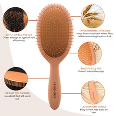 FRAMAR cepillo con mango ergonómico para un agarre cómodo durante el peinado.