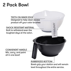 FRAMAR Color Bowl: juego de dos cuencos para tintes, reveladores y tonos.