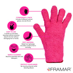 Framar guantes absorbentes para manejar la mezcla de color con precisión