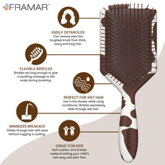 FRAMAR Paddle Detangler, manija-ergonomica, agarre cómodo para peinar con control