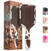 FRAMAR Paddle Detangler con patron-vaca, diseño icónico para peinar sin tirones