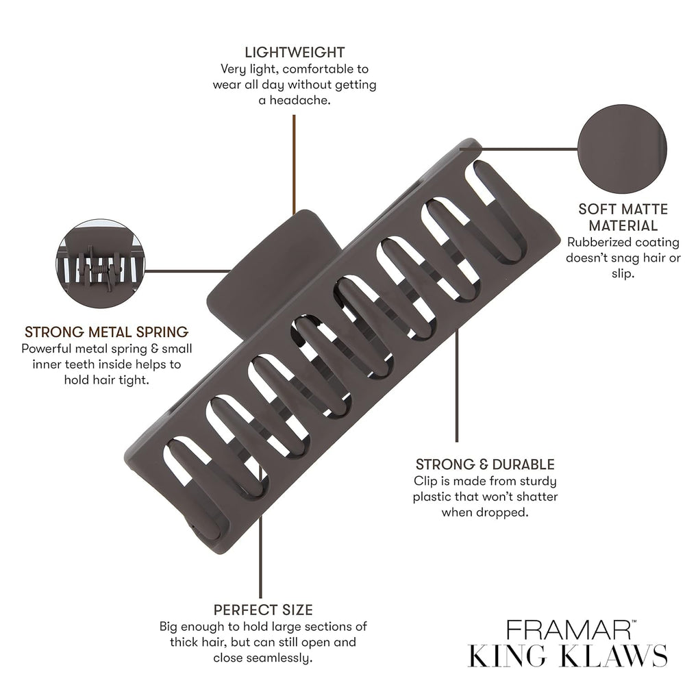 FRAMAR pinza garra grande para cabello liso, ajuste estable durante el día