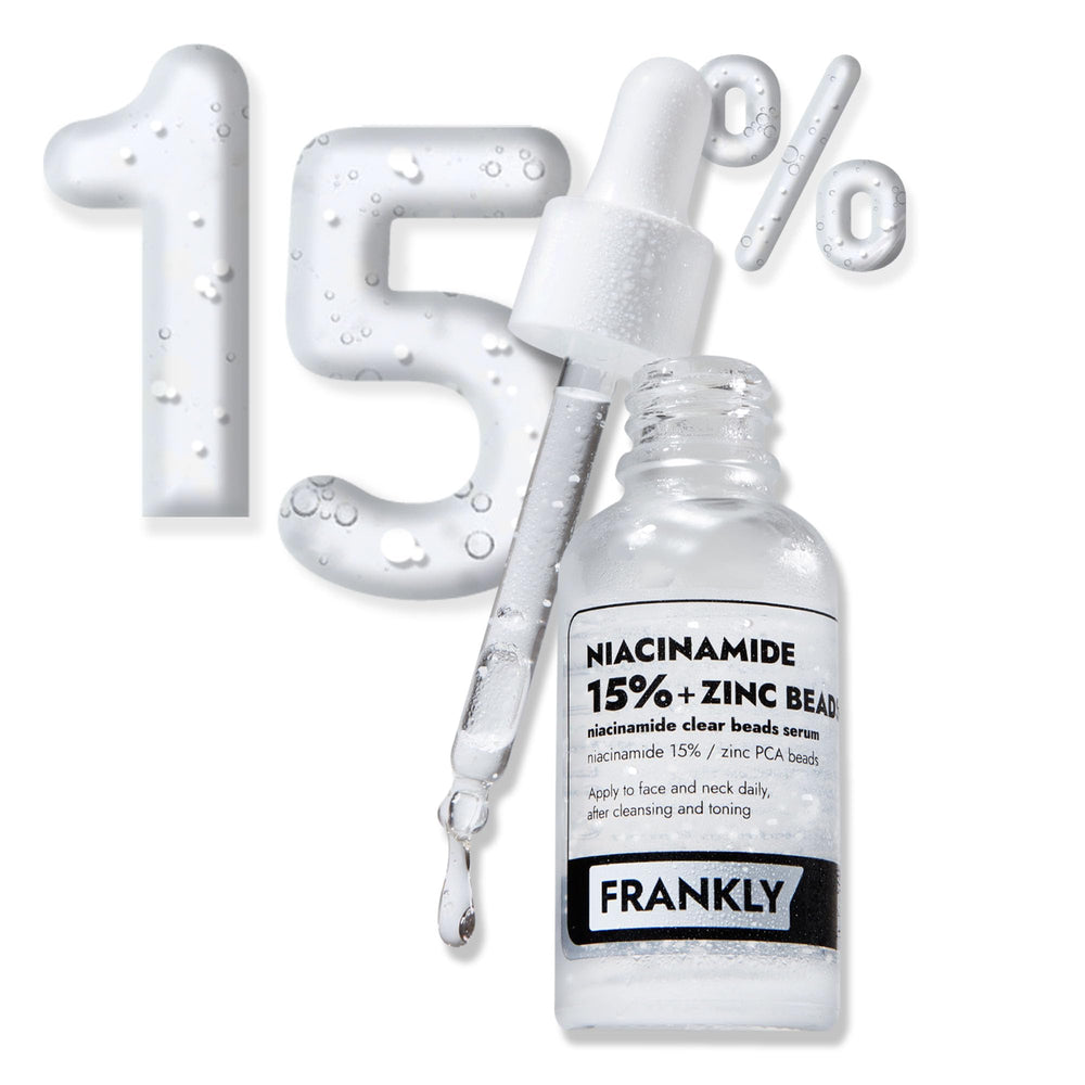 FRANKLY Niacinamida 15% + Zinc, perlas en botella liberan dosis fresca para la piel