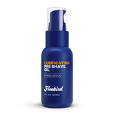 Freebird pre shave oil sandalwood bottle pour enhances glide for a smoother shave.