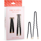 Frenchies horquilla pelo twist negra dentro de la caja, fijación segura para peinados duraderos