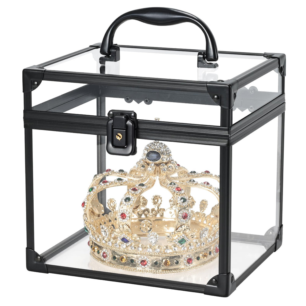 Caja de maquillaje portátil FRENESSA, transparente con cierre, ideal para viaje.