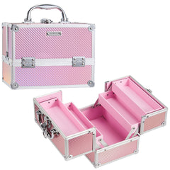 FRENESSA Mermaid Pink maleta de maquillaje 8.85 pulgadas para viajar con cosméticos.