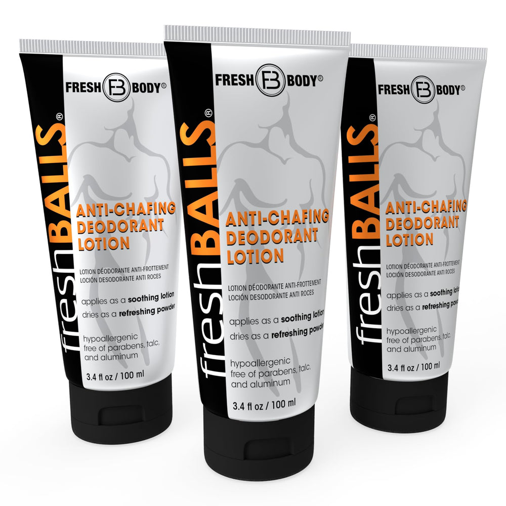 Fresh BALLS Lotion – bouteille compacte pour une application rapide et efficace.
