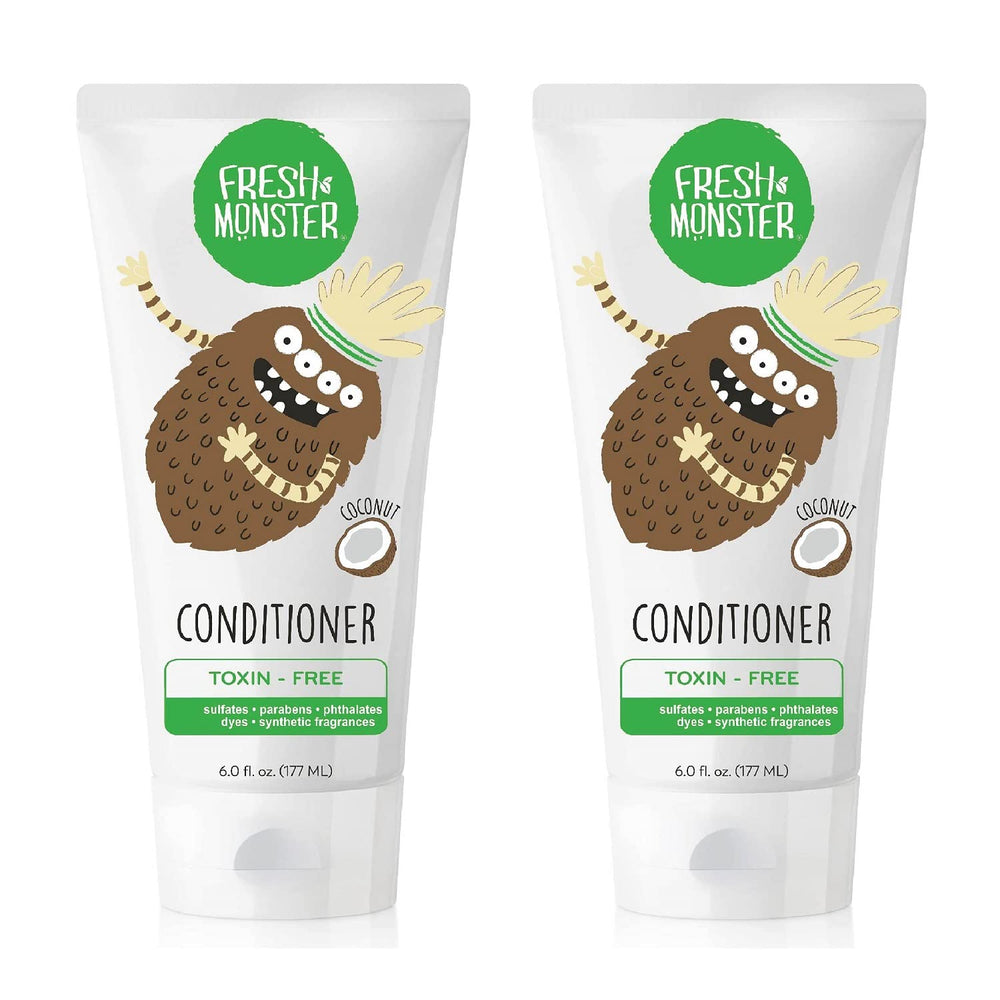 Acondicionador Fresh Monster para niños, paquete de dos, cabello suave y desenredado.