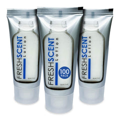 Lotion Freshscent 1oz en tubos, ideal para kits de hotel.