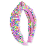 Diadema nudo de Frog Sac con lentejuelas arcoíris para niñas, uso diario.