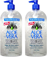 Gel Aloe Vera Fruit of the Earth 24oz, dos piezas, ideal para piel hidratada