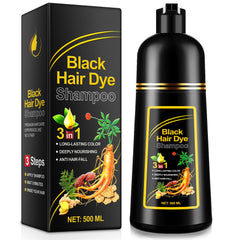 FSLHCY black hair dye shampoo bottle delivers 3-in-1 color and nourishment.