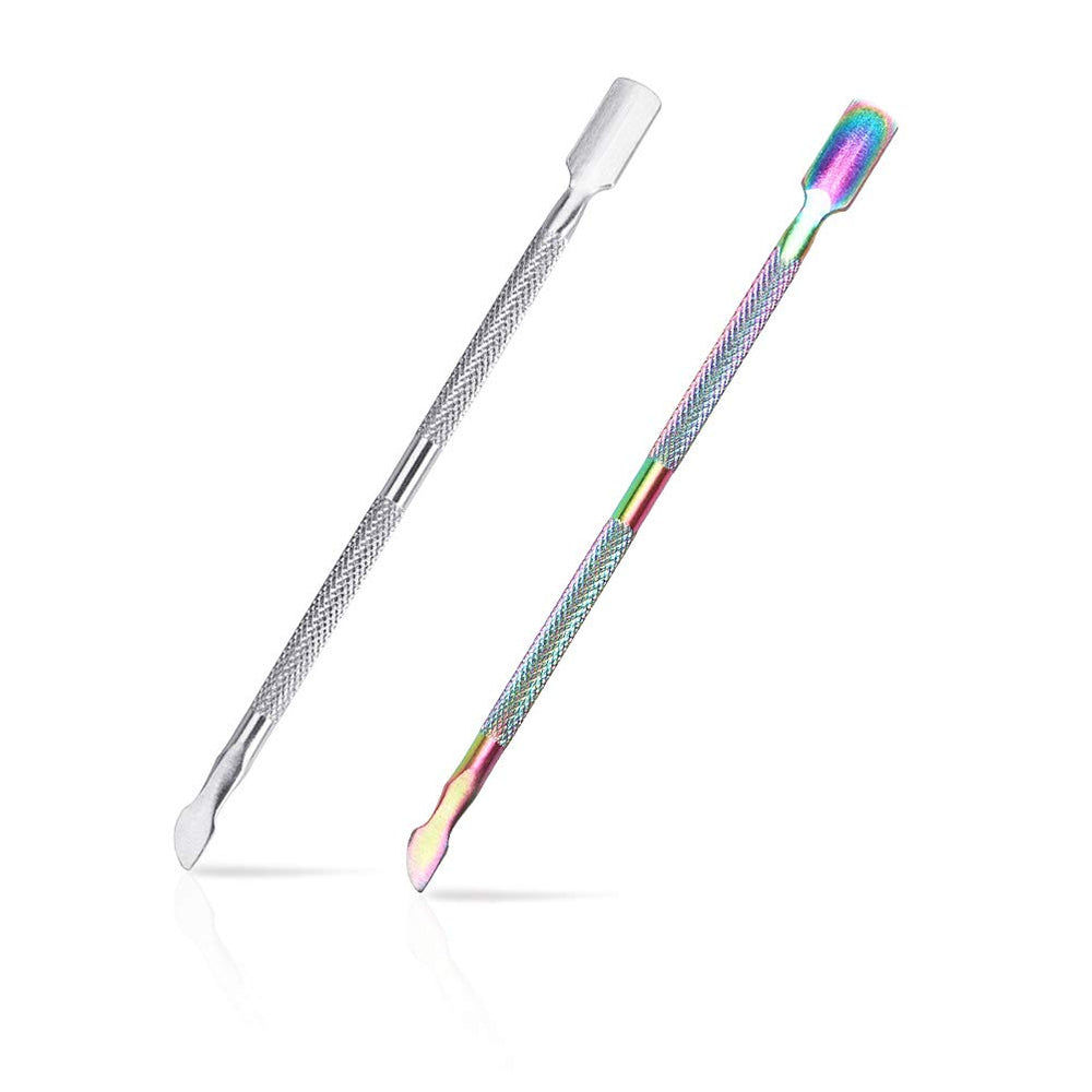 FULINJOY empujador-cutícula dos-en-uno en acero inoxidable, diseño preciso para suavizar la cutícula.