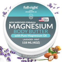 Full Eight manteca corporal magnesio: aplicacion suave para relajar músculos tensos.