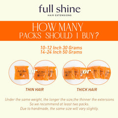 Full Shine extensiones pelo humano real 18 pulgadas volumen natural