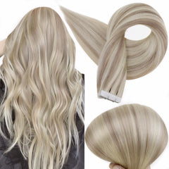 Extensiones tape-in Full Shine Remy de 18 pulgadas con aspecto suave y natural
