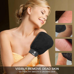 Mitón exfoliante corporal Fundrem negro con textura rugosa para exfoliación profunda