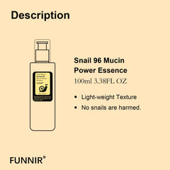 Funnir mucina de caracol 96%: textura ligera que se absorbe rápidamente.