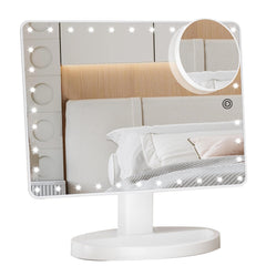 FUNTOUCH Espejo de maquillaje con luz grande para ver detalles con claridad