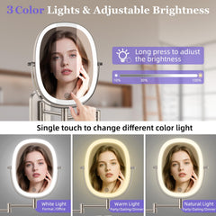 FUNTOUCH Espejo pared con rotación 360 para ángulos flexibles