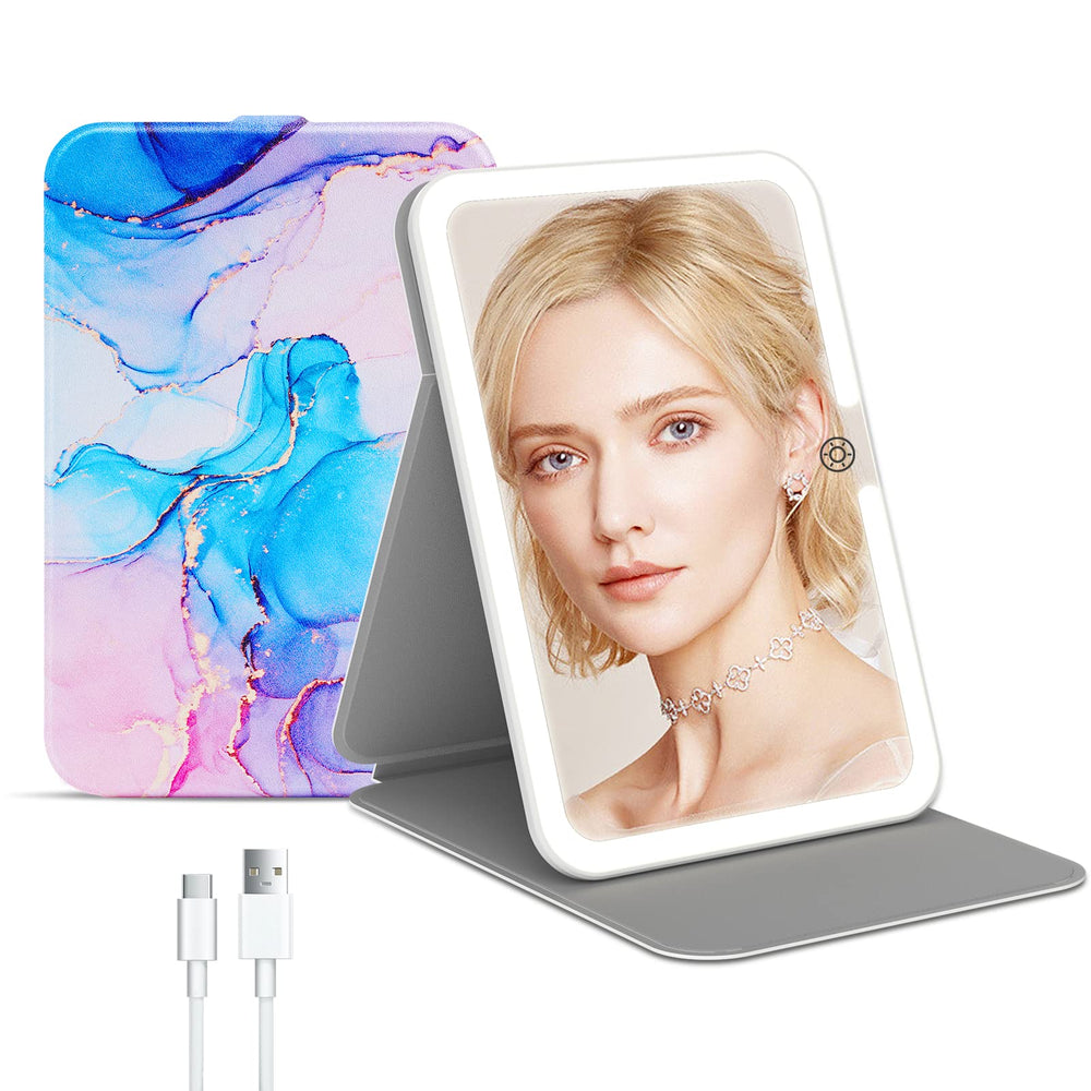 FUNTOUCH Espejo de maquillaje portátil con luz de 3 colores para diferentes ambientes