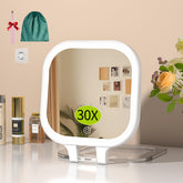 Miroir FUNTOUCH double-face 1x et 30x pour un maquillage précis.