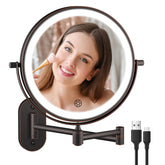 FUNTOUCH miroir vanité double-face 1x30x, détails maquillage précis.