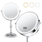 Espejo Fursourige iluminado de doble cara 1x-10x para detalles faciales.