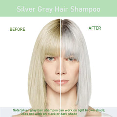 FVQUHVO champú plateado, textura suave y cabello sedoso tras uso.