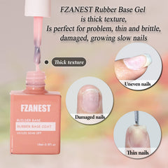 Textura gel base de goma aporta base fuerte para uñas finas y débiles.