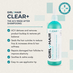GIRL+HAIR CLEAR ACV aplicación cuero cabelludo: suaviza folículos y facilita peinado diario.