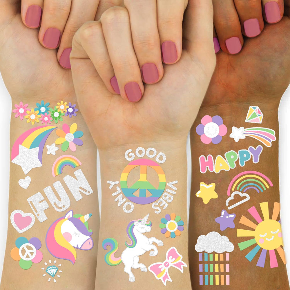 Tatuajes de unicornio con brillo Gabizafia para fiestas infantiles.