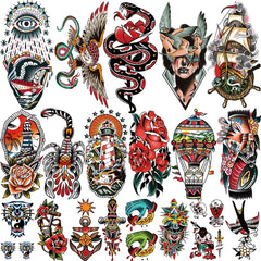 Gabizafia tatuajes temporales en estilo marinero clásico para un look audaz