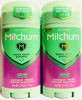 Gafalr Mitchum desodorante para mujer, empaque visible, protección duradera todo el día.