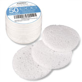 Esponjas faciales GAINWELL blancas, 50 unidades, ideales para limpieza suave diaria.