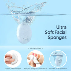 Esponja facial blanca suave GAINWELL, perfecta para exfoliación ligera.