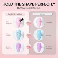 GAOY 2Pcs 3D Nail Gel clear sculpting with mess-free application
