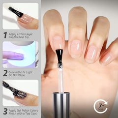 GAOY base gel desprendible claro, curado con luz ultravioleta para fijar la base.