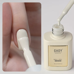 GAOY Gel Beige White, botella de 16 ml, acabado uniforme sin marcas.