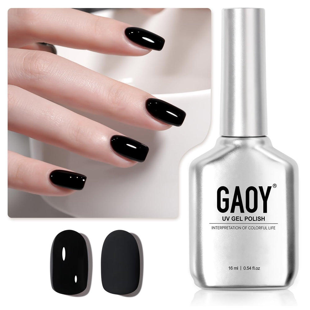 GAOY esmalte gel negro, bote de 16ml para acabado duradero en casa.